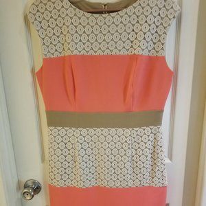 orange, beige and white summer dress